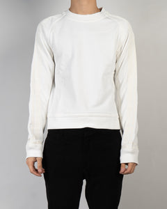 FW20 White Cropped Perth Sweatshirt with Crossgrain Detailing
