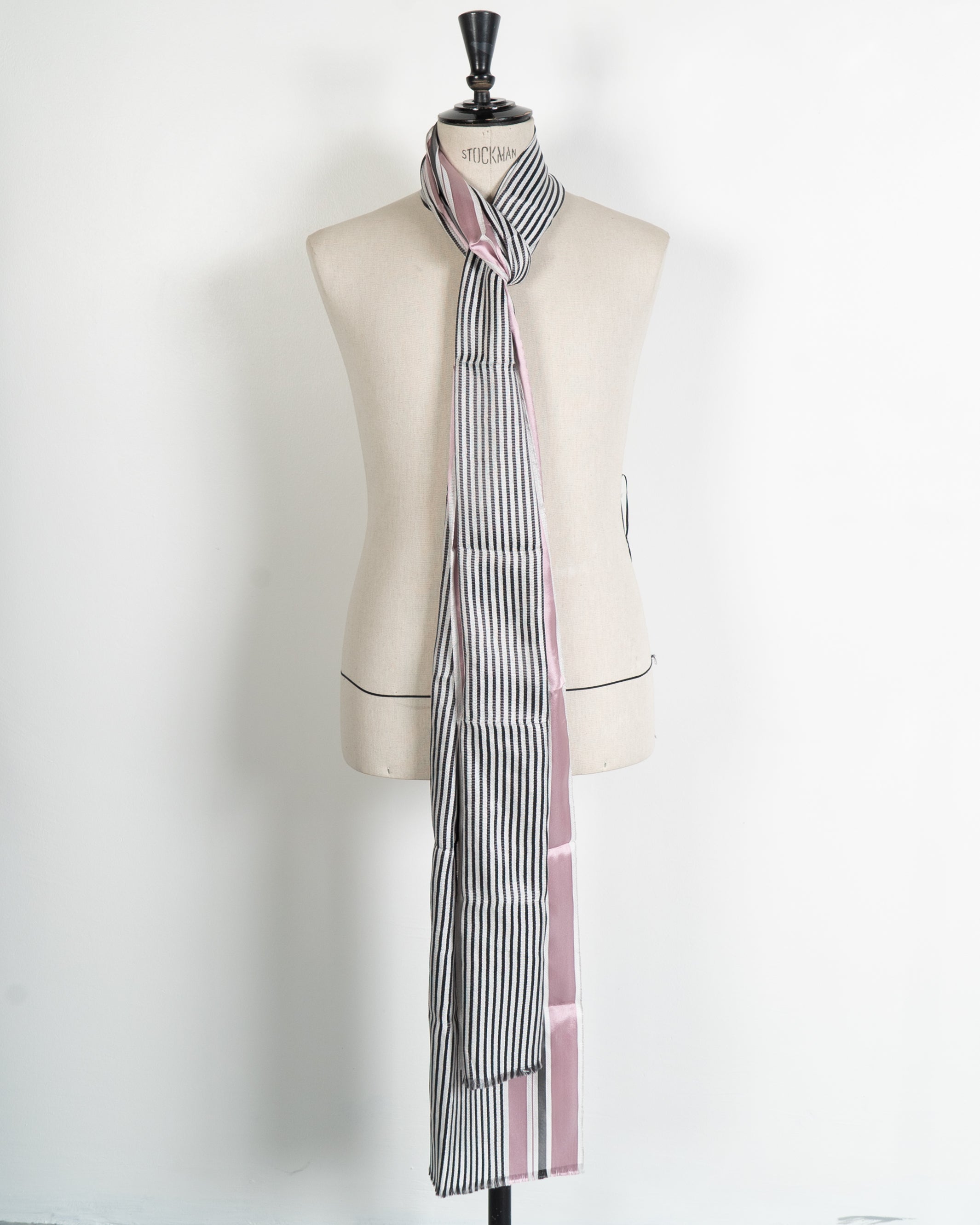 Silk Embroidered Striped Scarf