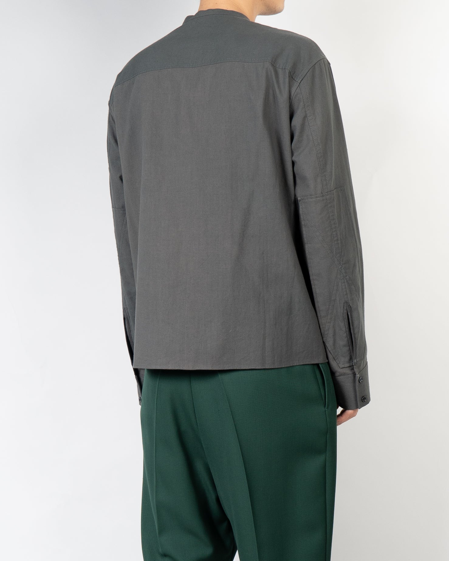 FW18 Grey Mandarin Collar Cotton Shirt