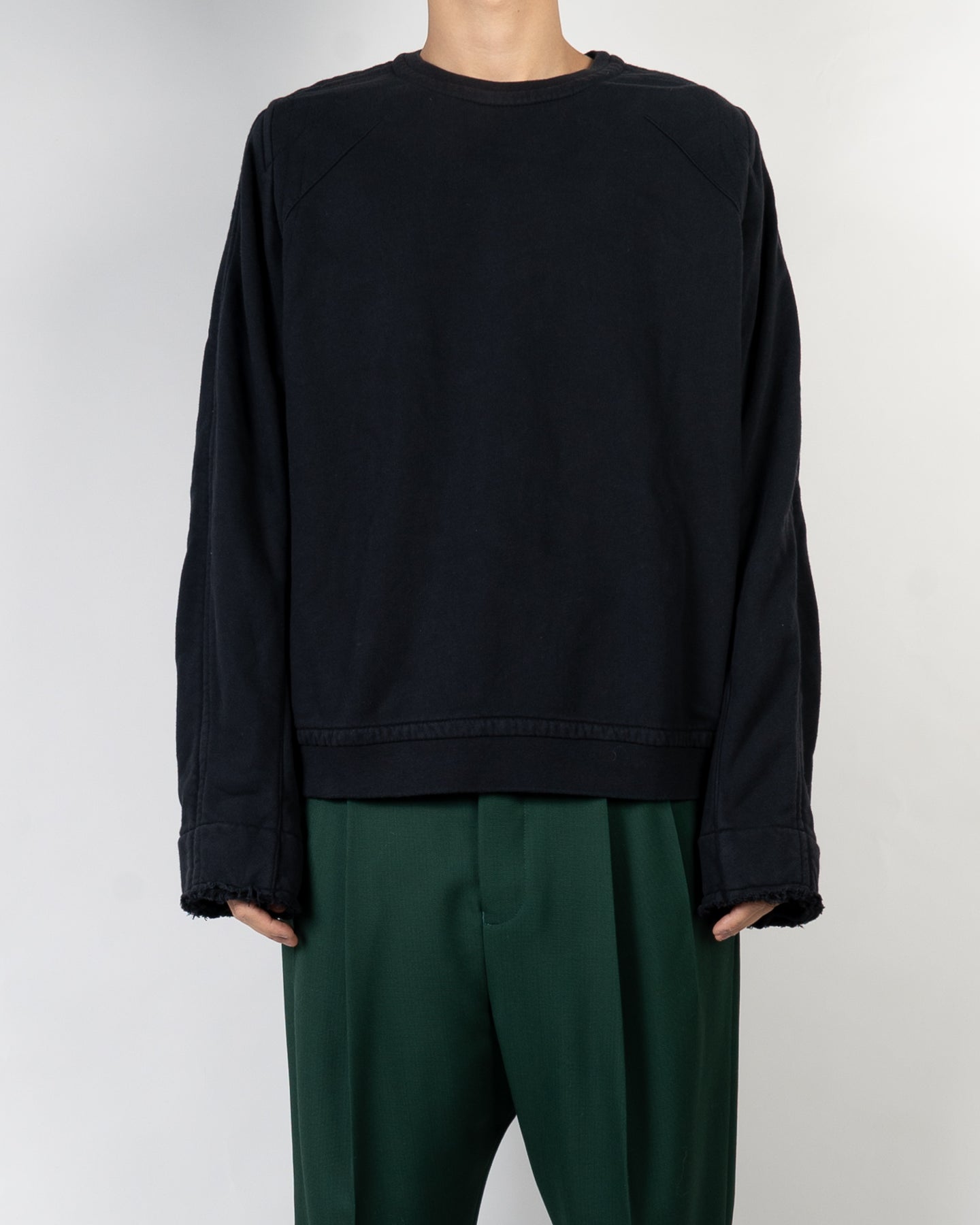 SS18 Oversized Black Cotton Sweatshirt with Padded Shoulders
