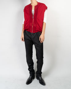 SS18 Red Sleeveless Zipped Cotton Sweatshirt