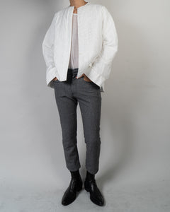 FW17 White Wool Quilted Mandarin Jacket