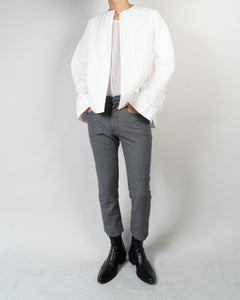 FW17 White Wool Quilted Mandarin Jacket