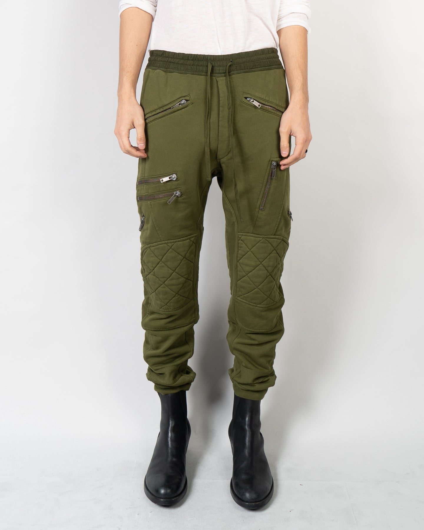 FW18 Green Zipped Biker Sweatpants