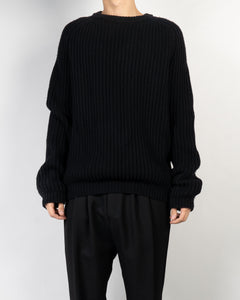 FW13 Black Oversized Ribbed Knit Sweatshirt