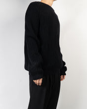 Load image into Gallery viewer, FW13 Black Oversized Ribbed Knit Sweatshirt