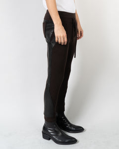 FW17 Brown Leather Patched Lounge Trousers