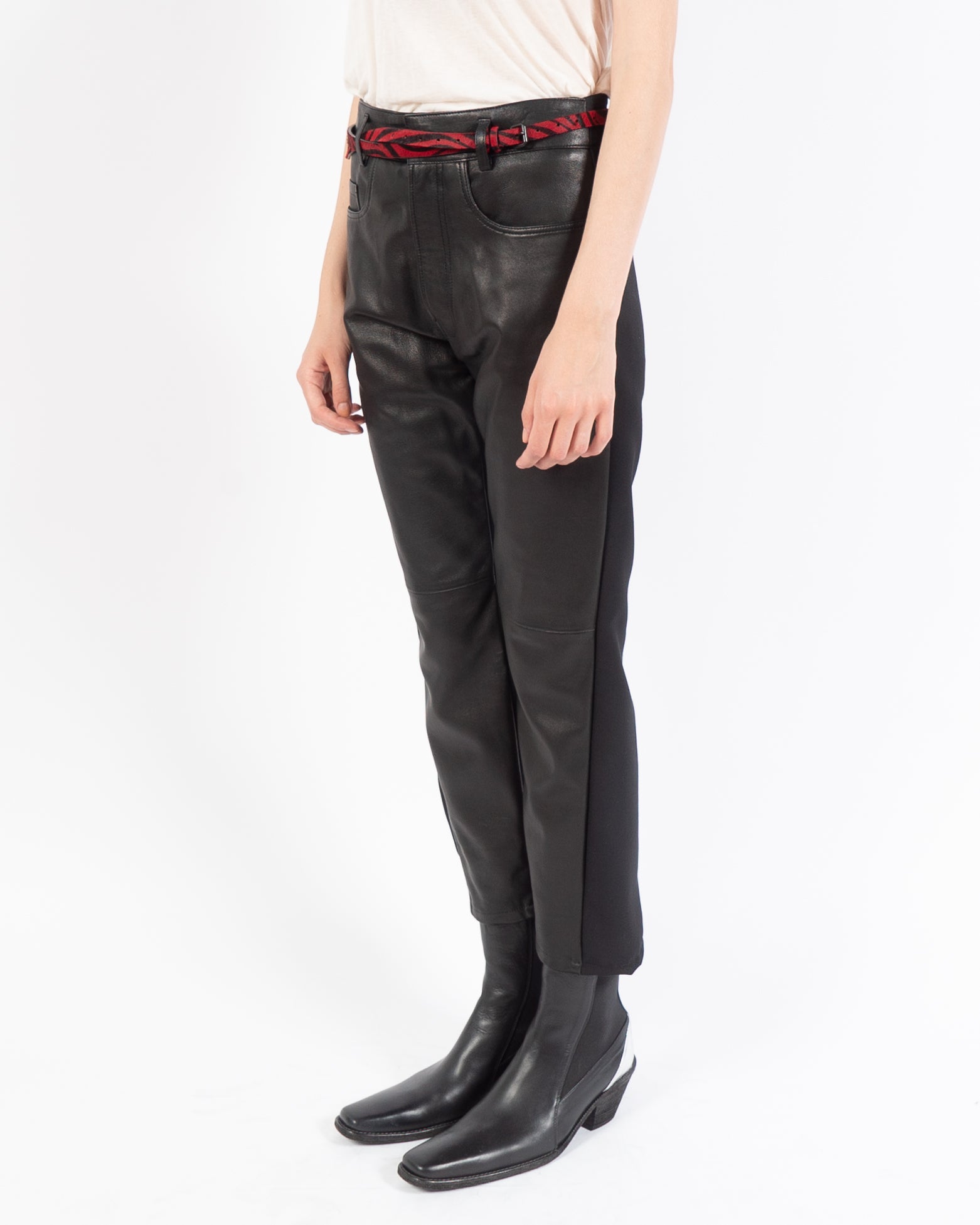 FW19 Leather Two-Tone Trousers