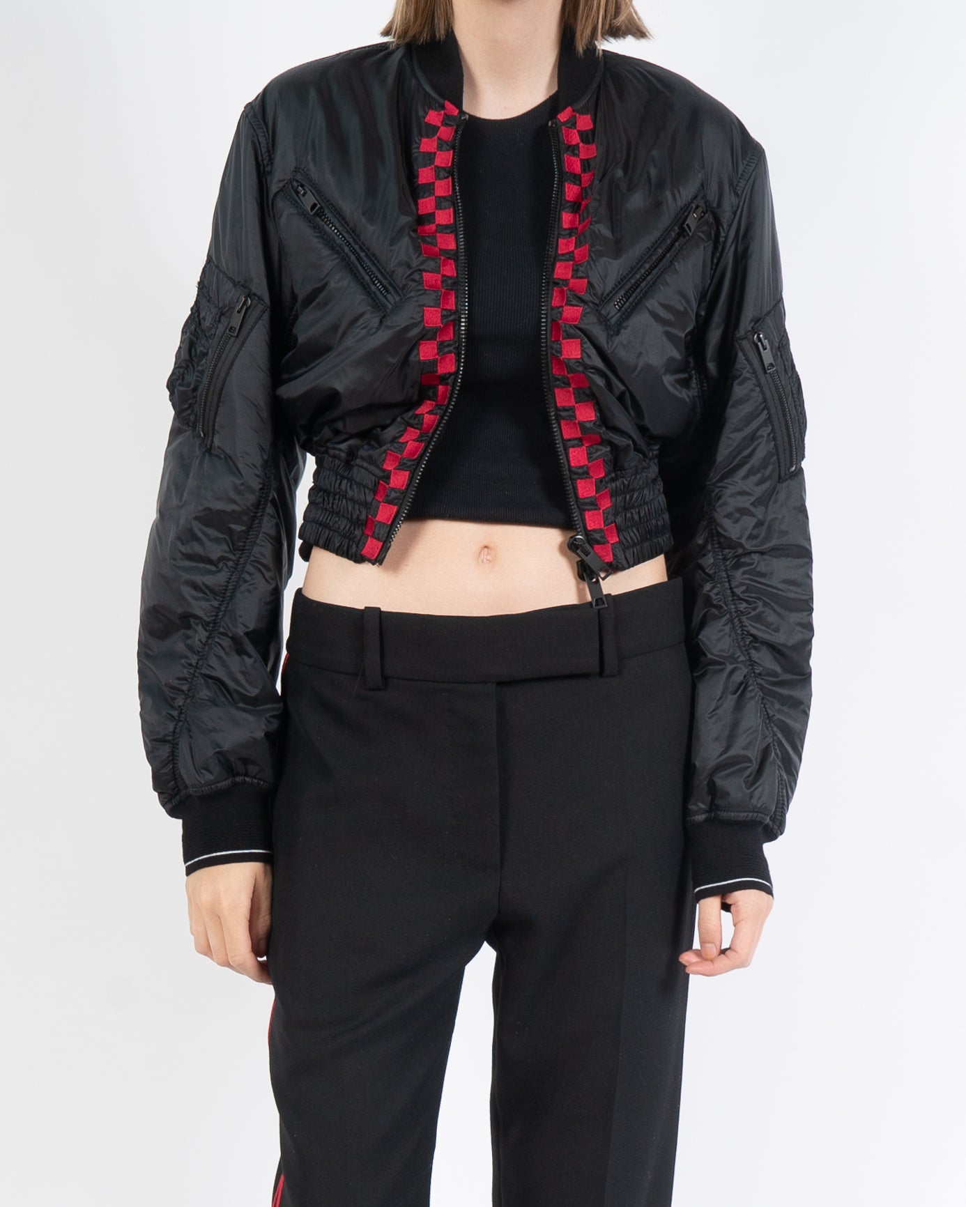 FW19 Cropped Embroidered Nylon Bomber