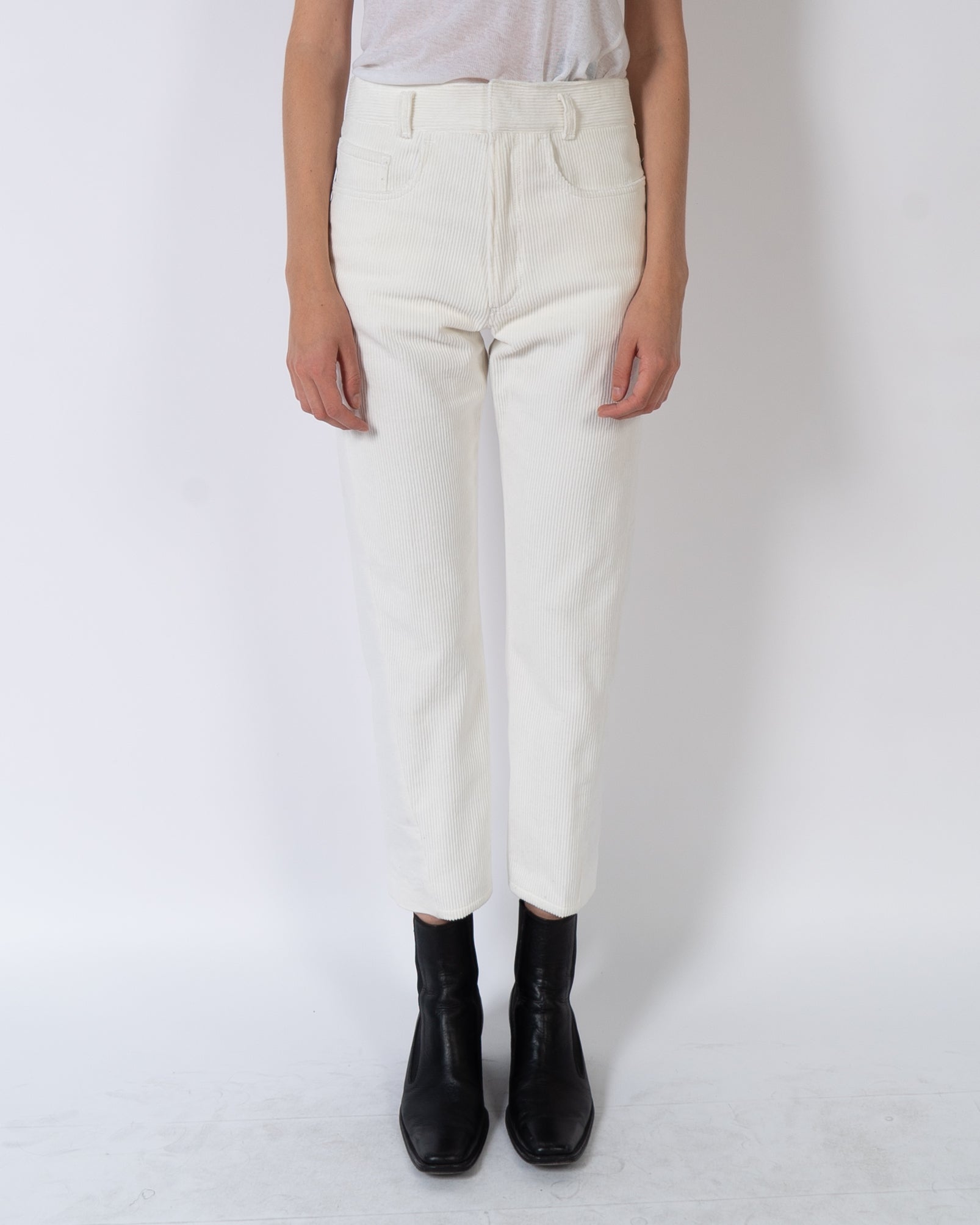 FW19 White Two-Tone Trousers