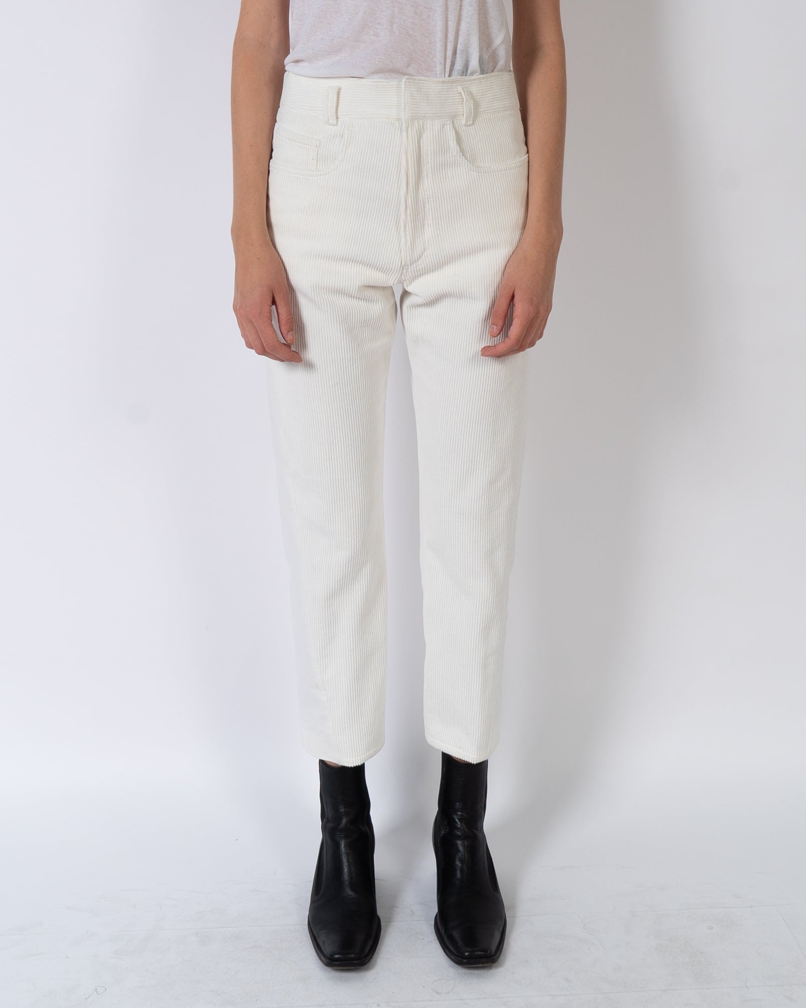 FW19 White Two-Tone Trousers