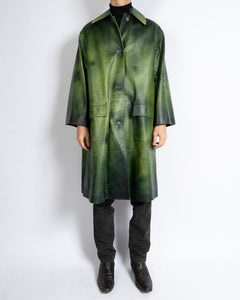 Green Hand Painted Runway Leather Coat