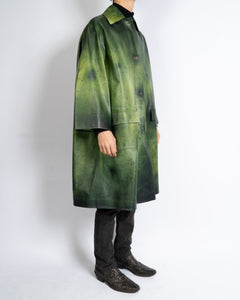 Green Hand Painted Runway Leather Coat