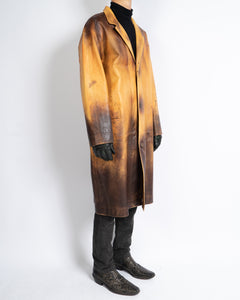 FW18 Brown Handpainted Runway Leather Coat