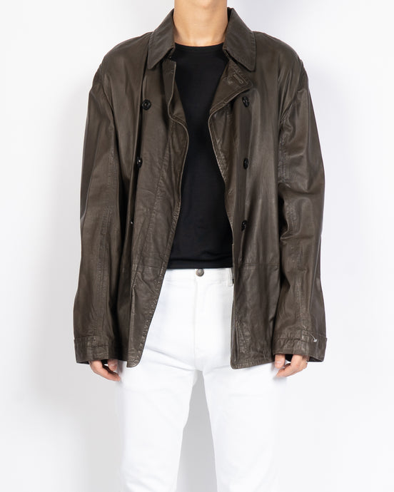 Brown Leather Coat Jacket