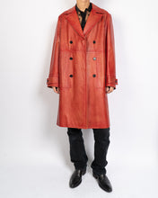 Load image into Gallery viewer, FW17 Blood Orange Painted Leather Double Breasted Coat