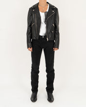 Load image into Gallery viewer, Police Man Printed Calf Leather Biker Jacket