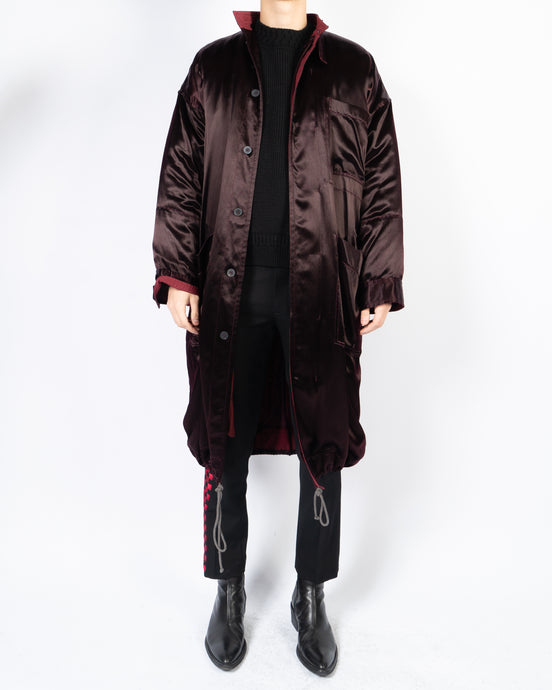 FW17 Burgundy Silk Satin Overcoat