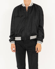 Load image into Gallery viewer, Black Amorpha Silk Satin College Bomber