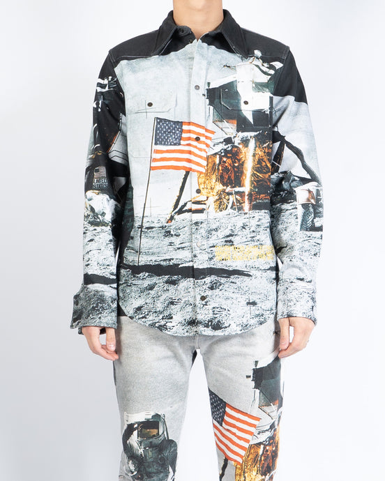 Moon Landing Printed Denim Shirt
