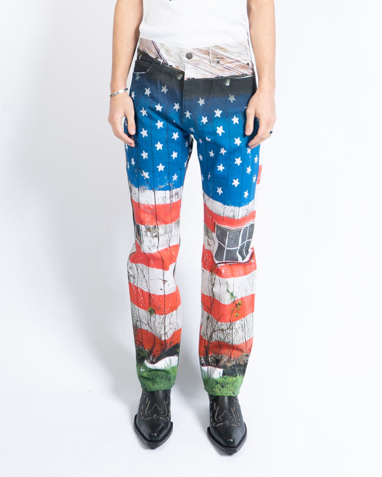 American Flag Printed Denim