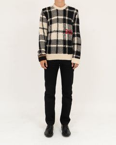 FW17 Logo Embroidered Checked Knit