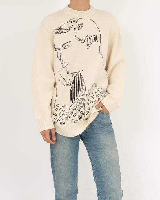 FW18 Beige Andy Warhol Intarsia Wool Knit