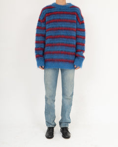 Blue Striped Mohair Knit