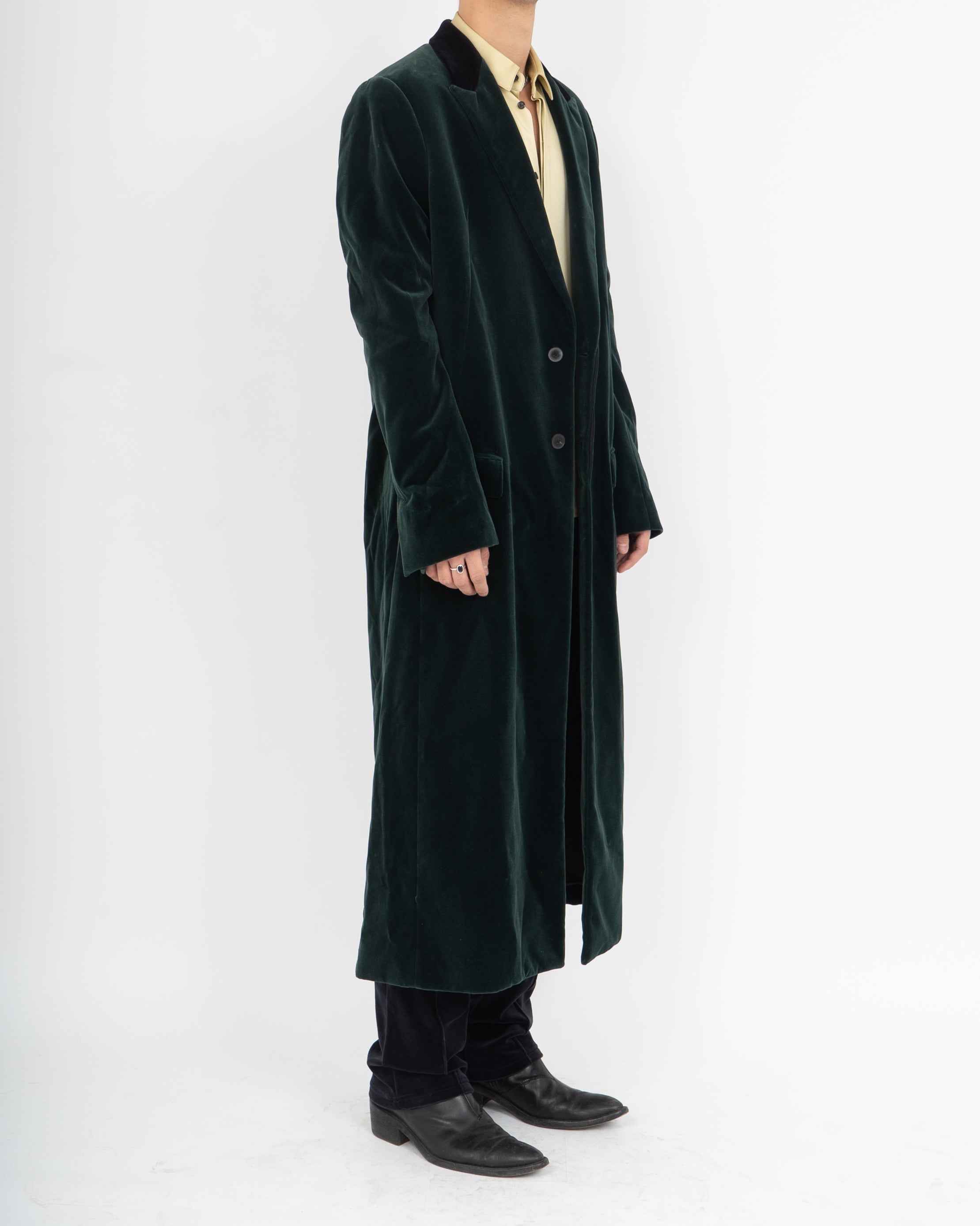 FW18 Dark Green Velvet Long-Coat
