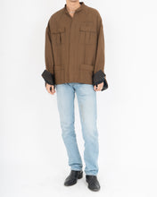 Load image into Gallery viewer, FW17 Quilted Mandarin Collar Brown Wool Shirt with Leather Patch