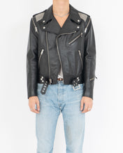 Load image into Gallery viewer, Leather Biker Jacket with Metall Insert