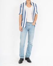 Load image into Gallery viewer, SS17 Light Blue Striped Short-Sleeve Silk Shirt