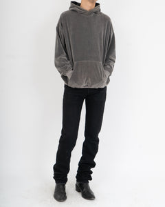 SS19 Dark Grey Velvet Hoodie