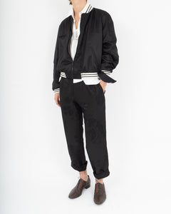 Black Amorpha Silk Satin College Bomber