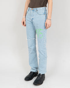 FW19 Asymmetrical Legs Graffiti Denim
