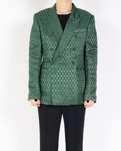SS19 Green Checked Jacquard Double Breasted Blazer