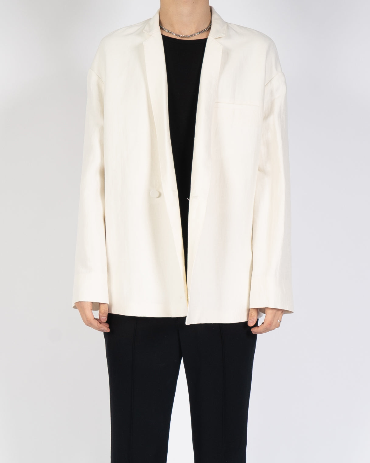 SS19 White Linen Oversized Pyjama Blazer