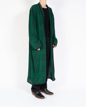 Load image into Gallery viewer, SS19 Green Checked Oversized Viscose Robe Coat