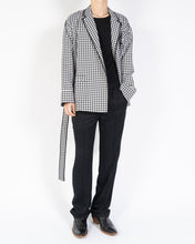 Load image into Gallery viewer, SS19 Black &amp; White Belted Silk Kimono Blazer