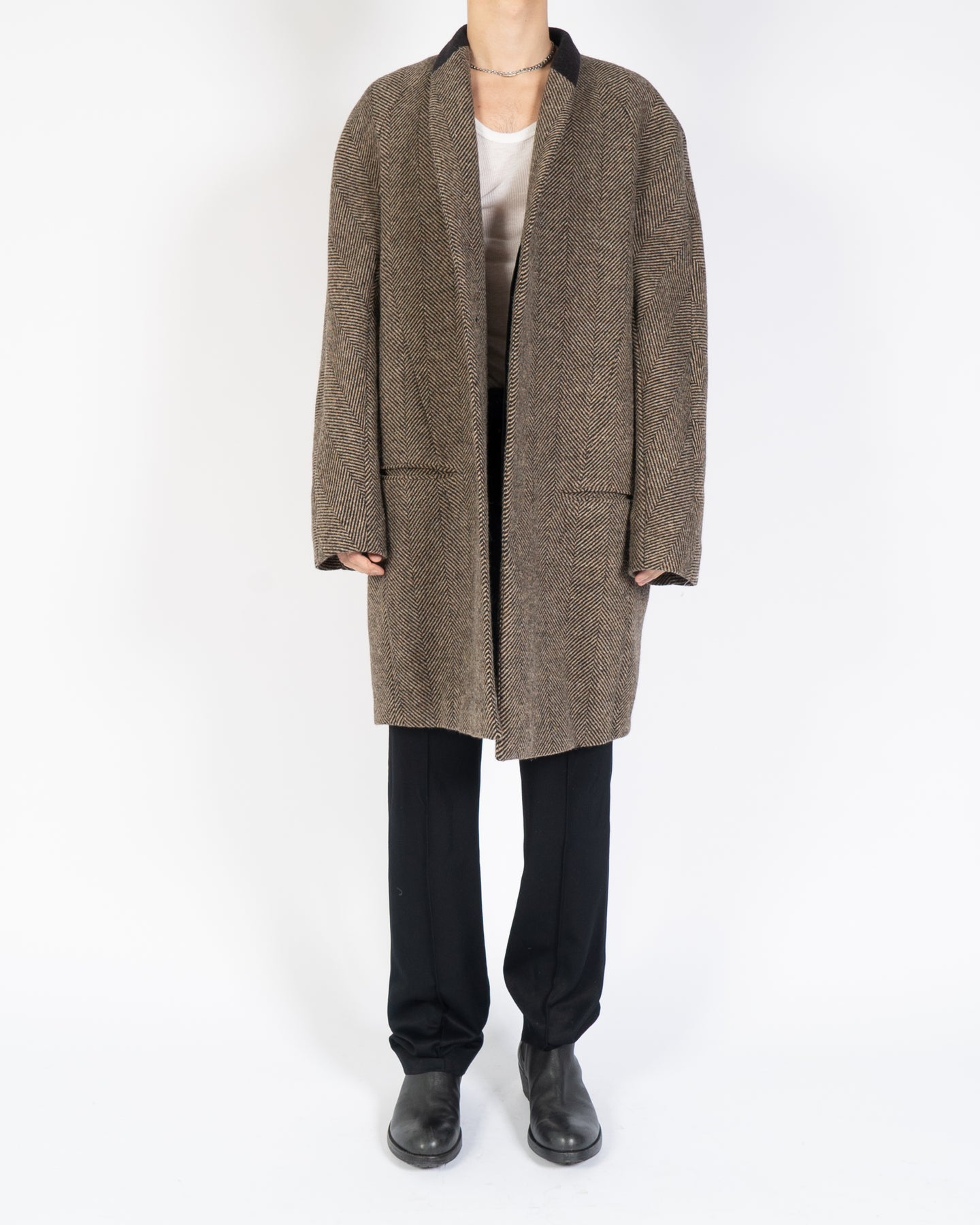 FW14 Brown Chevron Wool Coat