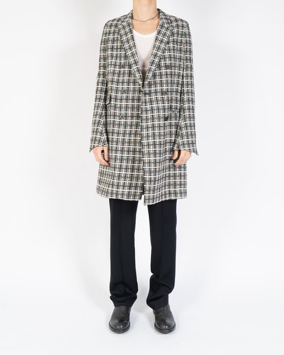 FW15 Black & White Checked Boucle Coat
