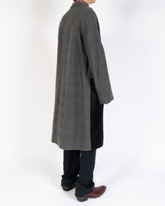 FW18 Grey Embossed Wool Overcoat with Satin Patch