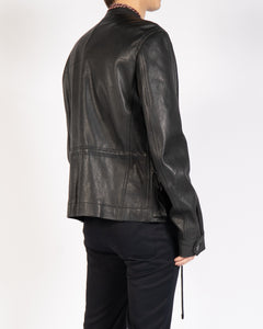 SS16 Classic Zipped Black Leather Jacket