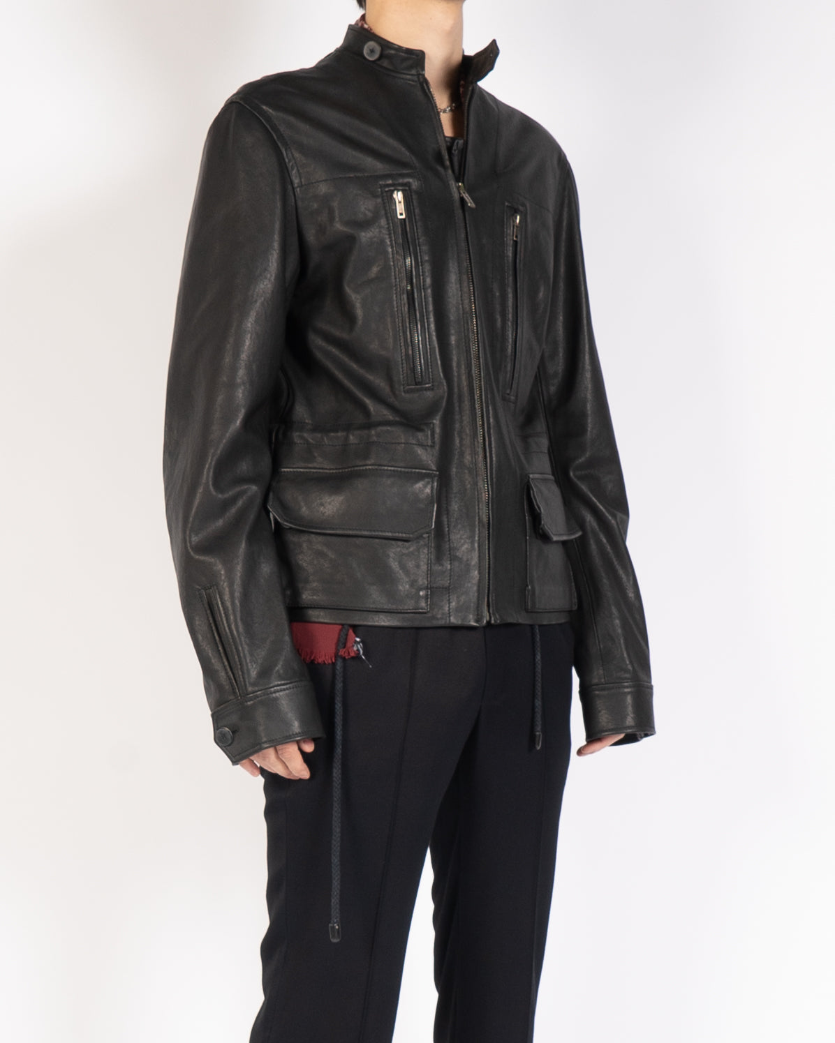 SS16 Classic Zipped Black Leather Jacket