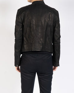 FW16 Black Leather Front Lace Jacket