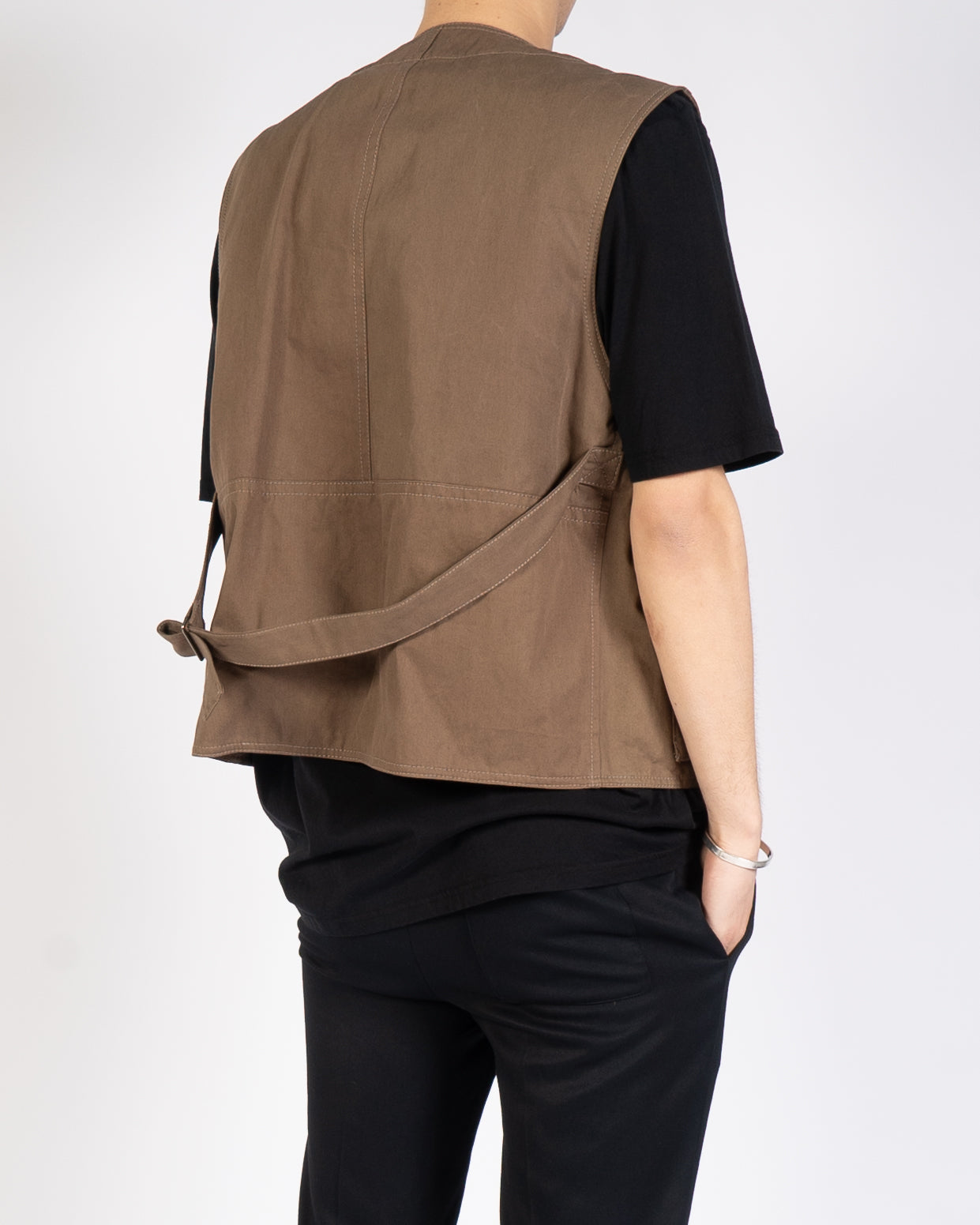 SS19 Brown Cotton Army Vest