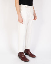 Load image into Gallery viewer, FW19 White Cotton Trousers with Chevron Waistband