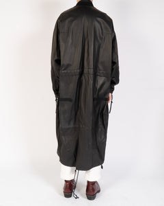 FW18 Black Leather Oversized Painter Coat