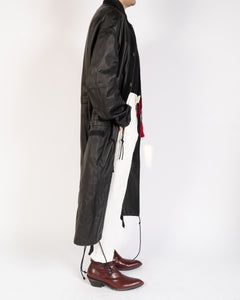 FW18 Black Leather Oversized Painter Coat
