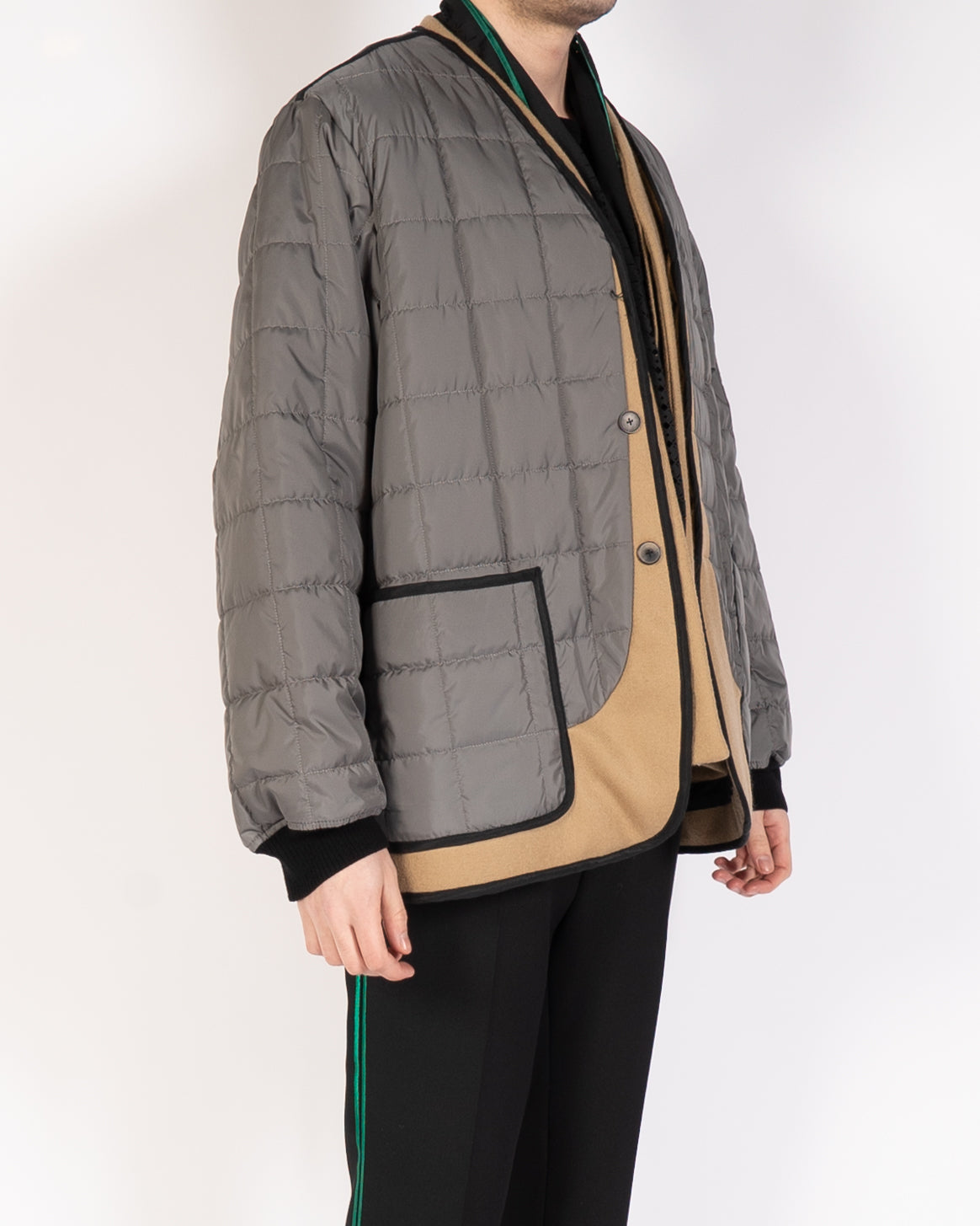 FW19 Grey & Beige Double Layered Quilted Jacket